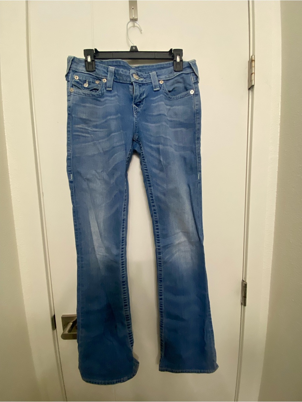 True Religion Light Blue Bootcut Jeans with Subtle Fading